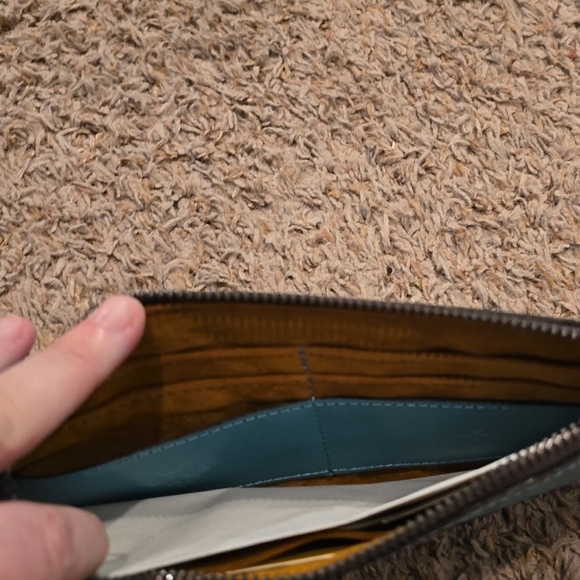 Patricia Nash Turquoise Hand-Tooled Floral Wristlet - Picture 6 of 6